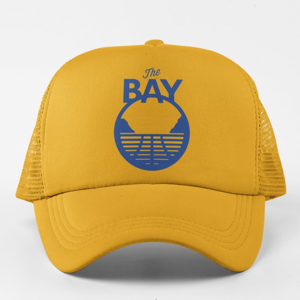 NEW Golden State Warriors The Bay Alt Logo Foam Trucker Mesh Snapback Hat YELLOW